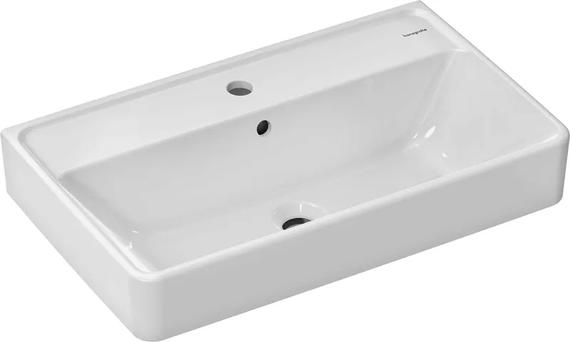 Hansgrohe Waschtisch Compact Xanuia Q 650x390mm mit Hahnloch u.Überlauf weiß