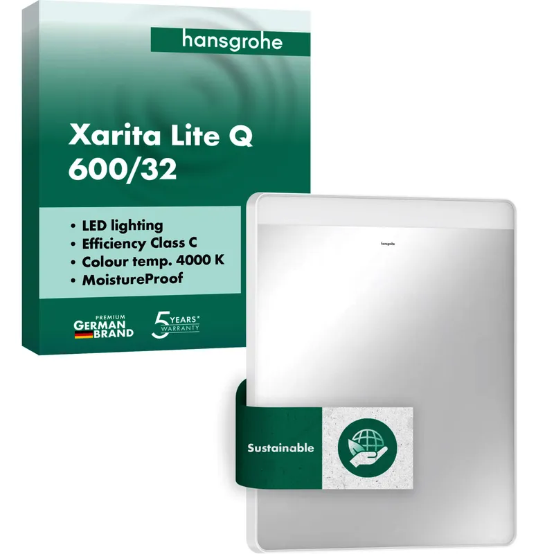 Hansgrohe Spiegel Xarita Lite Q 600/30 m.hor.LED Beleuchtung Wandschalter MW