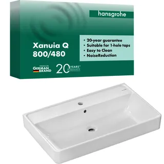 Hansgrohe Waschtisch Xanuia Q 800x480mm m.Hahnloch u.Überlauf weiß – Bild 3