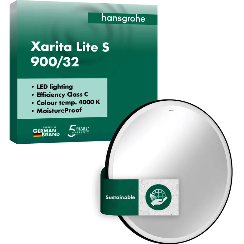 Hansgrohe Spiegel Xarita Lite S 900/30 m.rund.LED Beleuchtung Wandschalter MSW