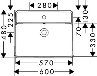 Hansgrohe Aufsatzwaschtisch geschli.Xanuia Q 600x480mm m.Hahnloch u.Überlauf weiß – Bild 5