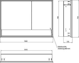 Emco Lichtspiegelschrank loft 13517 Unterputz, Tür breit links 1000 mm alu/schw – Bild 5