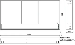 Emco Lichtspiegelschrank loft 13525 Unterputz, 3trg. 1400 mm alu/schw – Bild 5