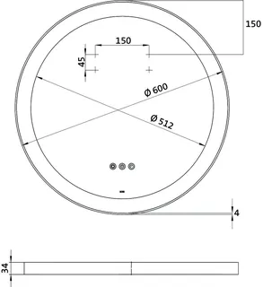 Emco Rahmenlichtspiegel round 24806 umlaufende Beleucht 600mm spiegel/schw – Bild 2