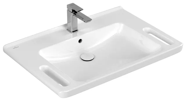 Villeroy & Boch Waschbecken ViCare 800x550mm Rechteck 1HL. mit Überlauf Weiß Alpin CeramicPlus