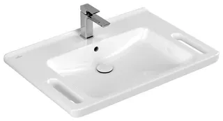 Villeroy & Boch Waschbecken ViCare 800x550mm re-eckig 1HL. m. ÜL. Weiß Alpin AntiBac cplus