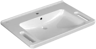 Villeroy & Boch Waschbecken ViCare 800x550mm re-eckig 1HL. m. ÜL. Weiß Alpin AntiBac cplus – Bild 2
