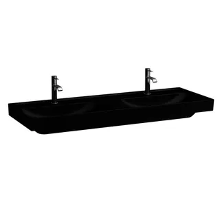 Laufen DWT MEDA 460x1300x160 1 Hahnloch je Becken mit Überlauf schwarz matt