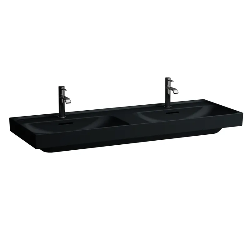 Laufen DWT MEDA 460x1300x160 1 Hahnloch je Becken mit Überlauf graphit matt