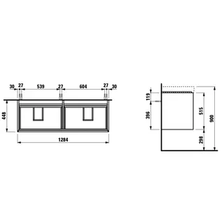 Laufen WTU MEDA 448x1284x515 4 Schubl integ. Griffleiste f.WT H814112 weiß matt – Bild 2