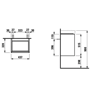 Laufen WTU MEDA 339x437x515 1Tür Scharn. links integ.Griffleiste f.WT H815111 verkgr – Bild 2