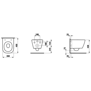 Laufen T-WC wandh. MEDA 490x360 Silent Flush spülrandlos verdeckteBef. kompakt LCC we – Bild 2