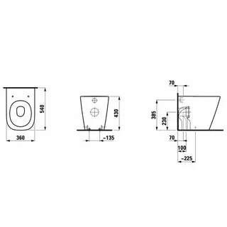Laufen Stand-T-WC MEDA 540x360x430 Silent Flush spülrandlos Abg. w/s schw matt – Bild 2