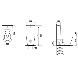 Laufen Tiefspül-WCKombi MEDA 680x360x430 Silent Flush spülrandlos Abg. w/s weiß – Bild 2