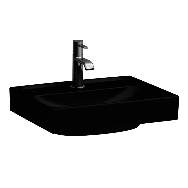 Laufen HWB MEDA 350x450x130 1 Hahnloch mit Überlauf schwarz matt