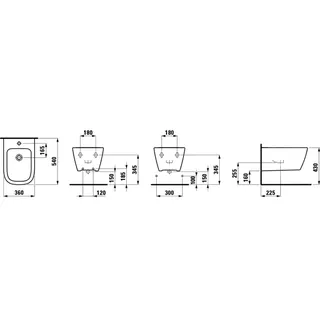 Laufen Wandbidet MEDA 540x360 1 Hahnloch mit Überlauf o. seitl. Loch f. Wasserans weiß – Bild 2