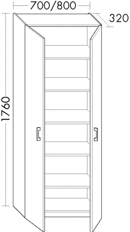 BB Hochschrank (HSKA080) Sys30, 320x800x1760, PG2
