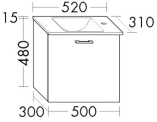 BB Glas-Waschtisch inkl. WTU (SGHA052) Sys30, 310x520x495, PG3