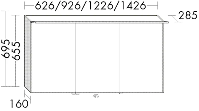 BB Spiegelschrank (SEPY093) Sys30, 285x926x695, PG1