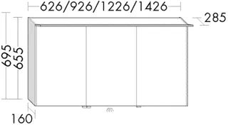 BB Spiegelschrank (SEPY093) Sys30, 285x926x695, PG1
