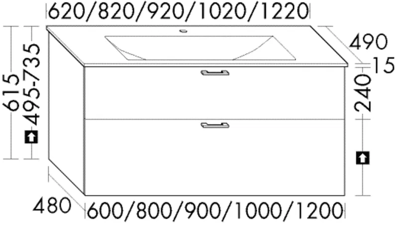 BB Glas-Waschtisch inkl. WTU (SHAN082) Sys30, 490x820x615, PG2