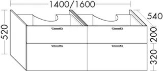 BB Waschtisch-Unterschrank (SGIS160) Sys30, 540x1600x520, PG2