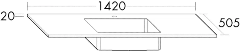 BB Mineralguss-Waschtisch (MWHS142) rc40System, 505x1420x20, Alpinweiss
