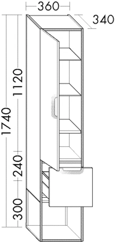 BB Hochschrank (SGWN035) Vry, 340x360x1740