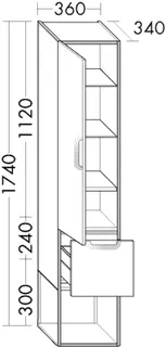 BB Hochschrank (SGWN035) Vry, 340x360x1740