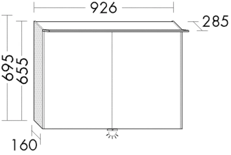 BB Spiegelschrank (SGQS093) Sys30, 285x926x695, PG1