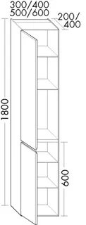 BB Hochschrank (HSMD050) rc40Solitaire, 200x500x1800, PG1