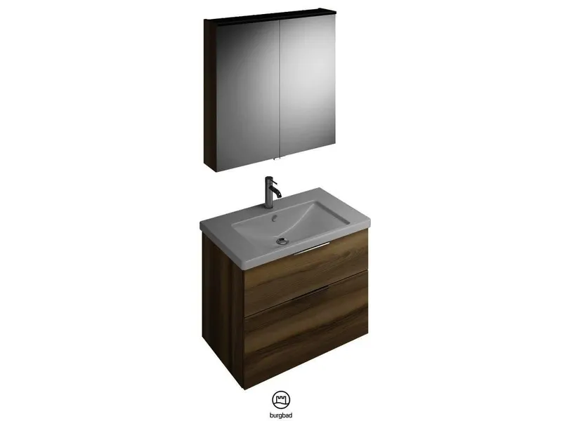 BB Badmöbelset (SFAN083), Breite 830 mm Eqio, bestehend aus SPS, Keramik-Waschtisch, WTU