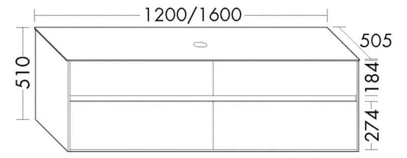 BB Waschtischunterschrank (SGAZ140) rc40Solitaire, 505x1400x510, PG2