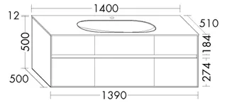 BB Glas-Waschtisch inkl. WTU (SGAT140) rc40Solitaire, 510x1400x512, PG1