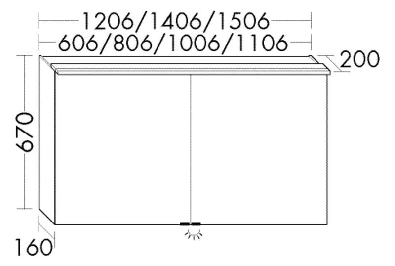 BB Spiegelschrank (SPIZ140) RL10, 200x1406x670