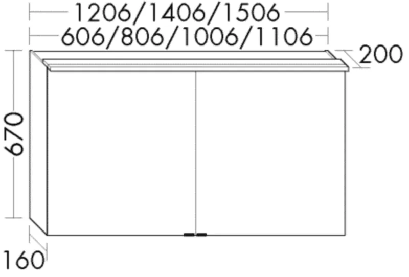 BB Spiegelschrank (SPIY140) Fiumo, 200x1406x670