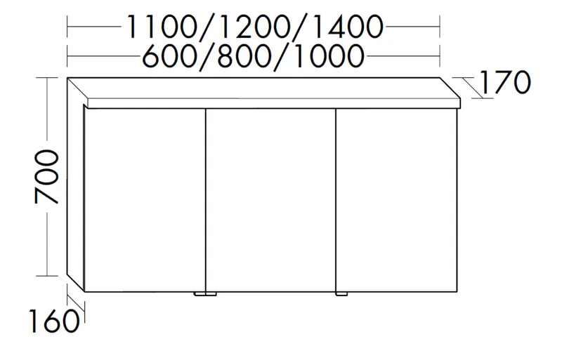 BB Spiegelschrank (SPQK110) Sys30, 170x1100x700, PG4