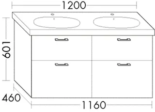 BB Waschtischunterschrank (WVZG116) Sys30, 460x1160x601, PG2