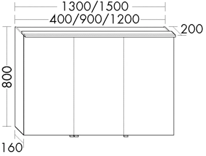 BB Spiegelschrank (SPRN130) Sinea2.0, 200x1300x800, PG2