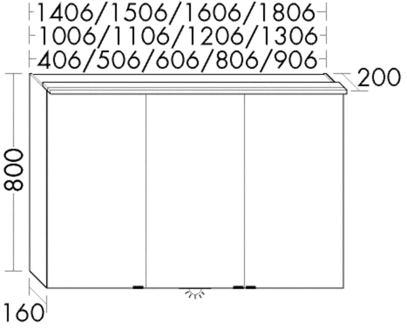 BB Spiegelschrank (SPRS130) Sys30, 200x1306x800, PG2