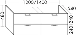 BB Waschtisch-Unterschrank (WVXQ140) Sys30, 540x1400x480, PG4