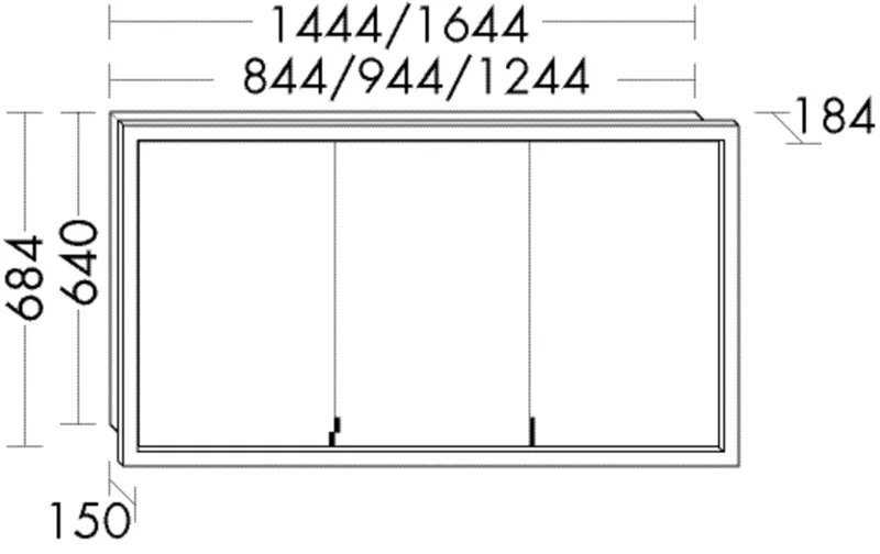 BB Spiegelschrank (SPIA080) Sys30, 184x844x684, PG2