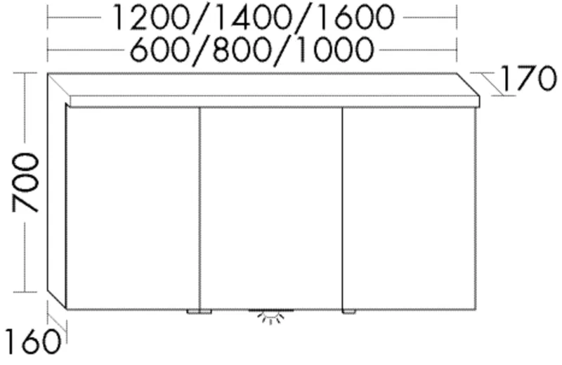 BB Spiegelschrank (SPQL090) Lin20, 170x900x700, PG2