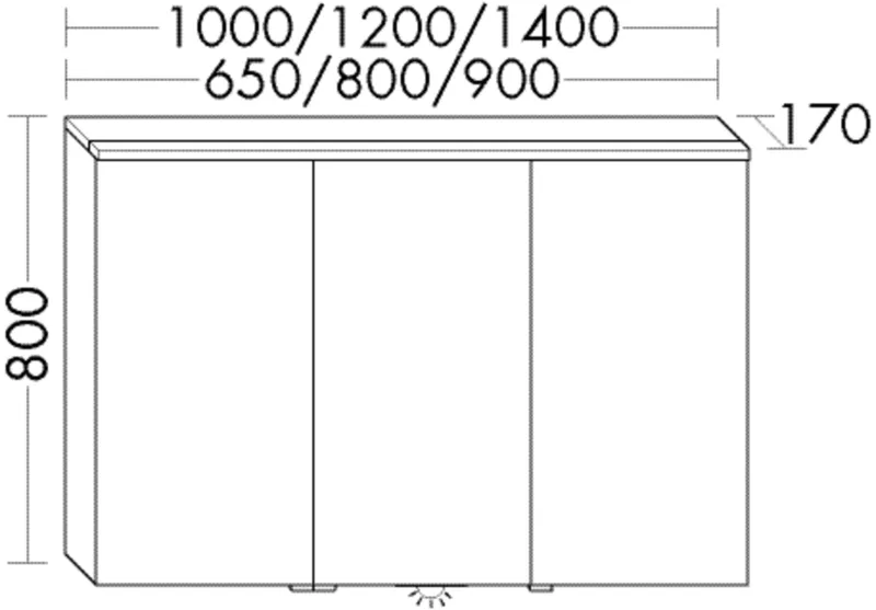 BB Spiegelschrank (SPGT140) Eqio, 170x1400x800