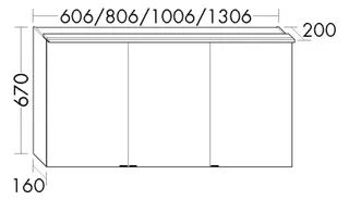 BB Spiegelschrank (SPIY100) Yumo, 200x1006x670, PG2 – Bild 2