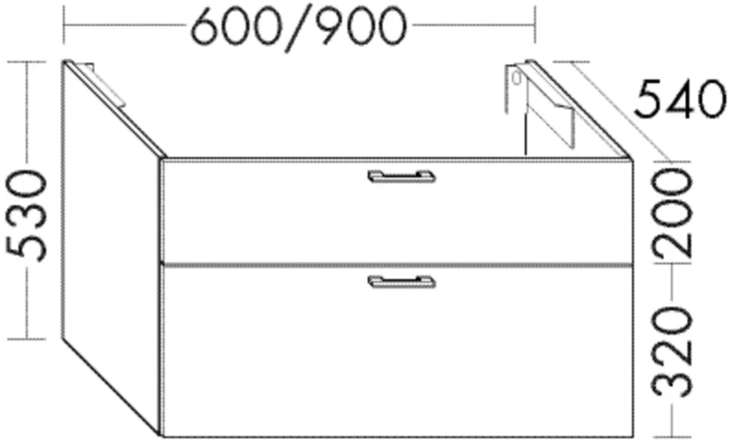 BB Waschtisch-Unterschrank (WVIE060) Sys30, 540x600x520, PG2