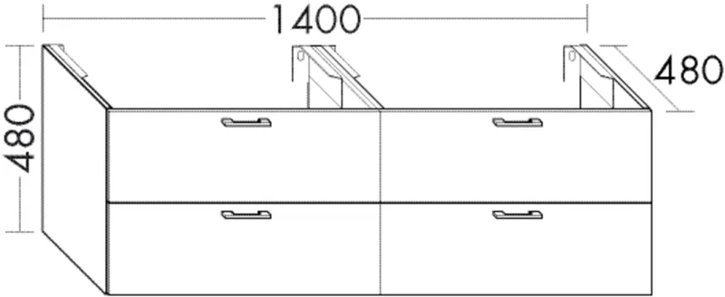 BB Waschtisch-Unterschrank (WUYI140) Sys30, 480x1400x480, PG2