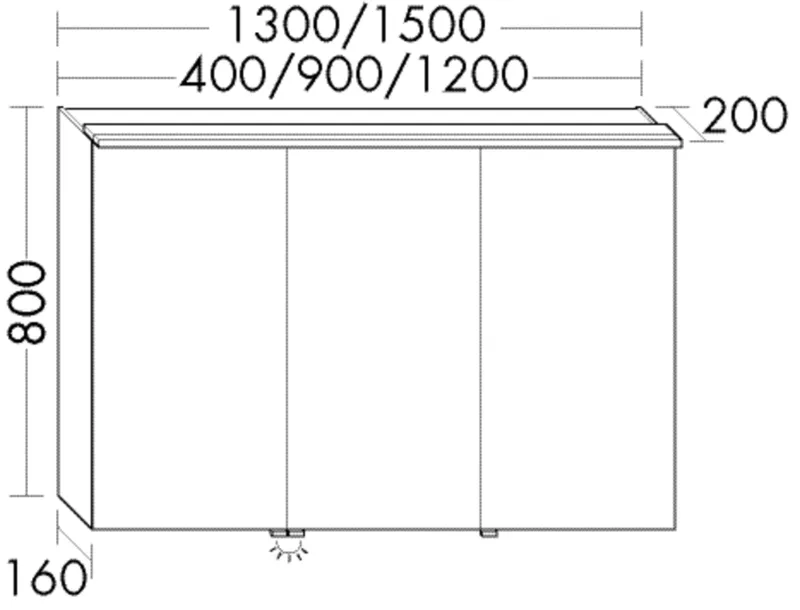 BB Spiegelschrank (SPRO130) Sinea2.0, 200x1300x800, PG1