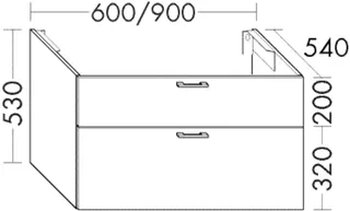 BB Waschtisch-Unterschrank (WVIE060) Sys30, 540x600x520, PG4