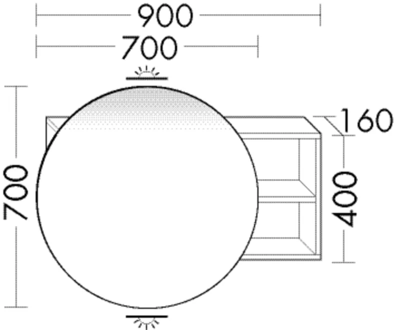BB Spiegelschrank (SPRM090) Coco, 160x900x700, PG1